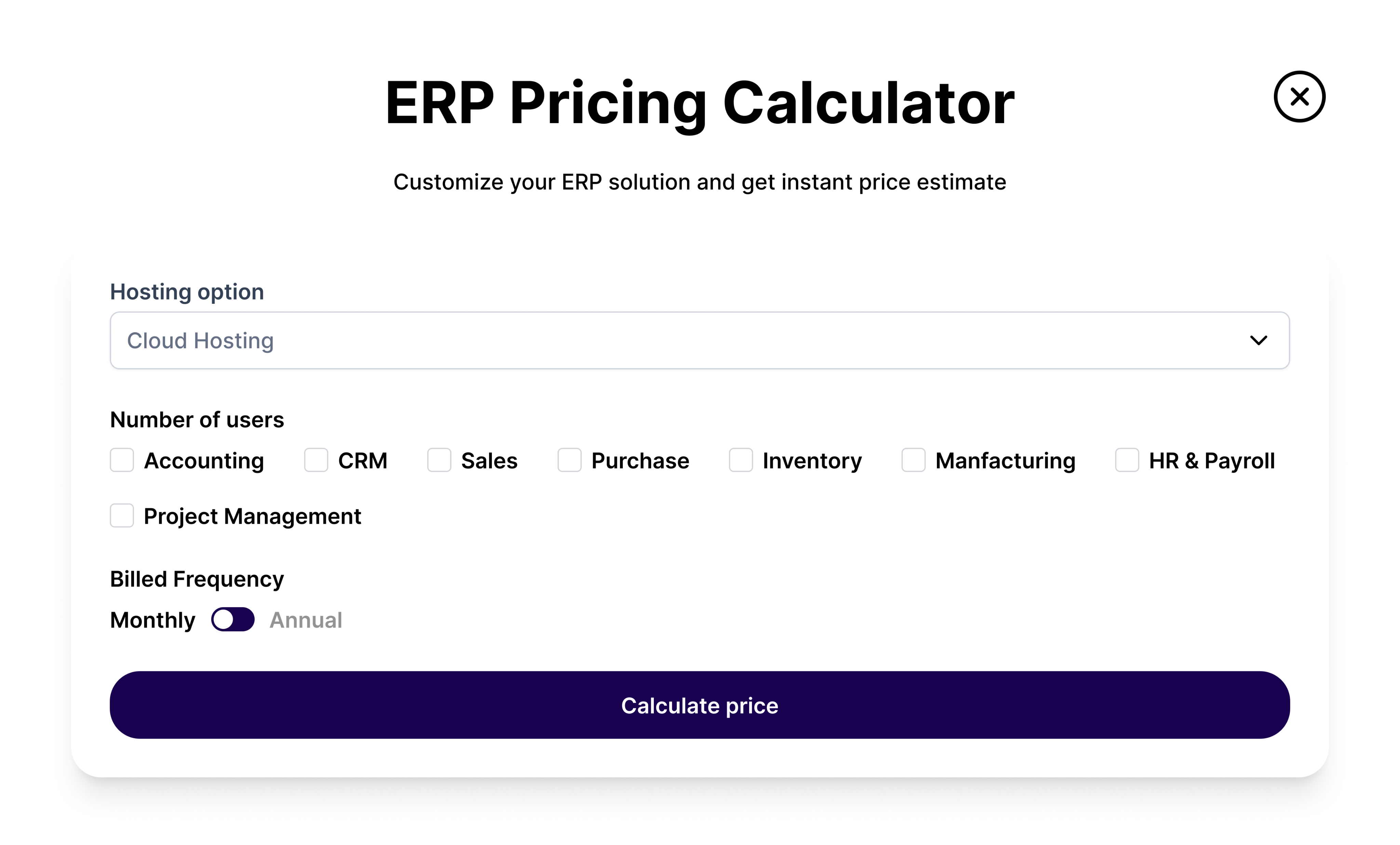 ERP Pricing Calculator